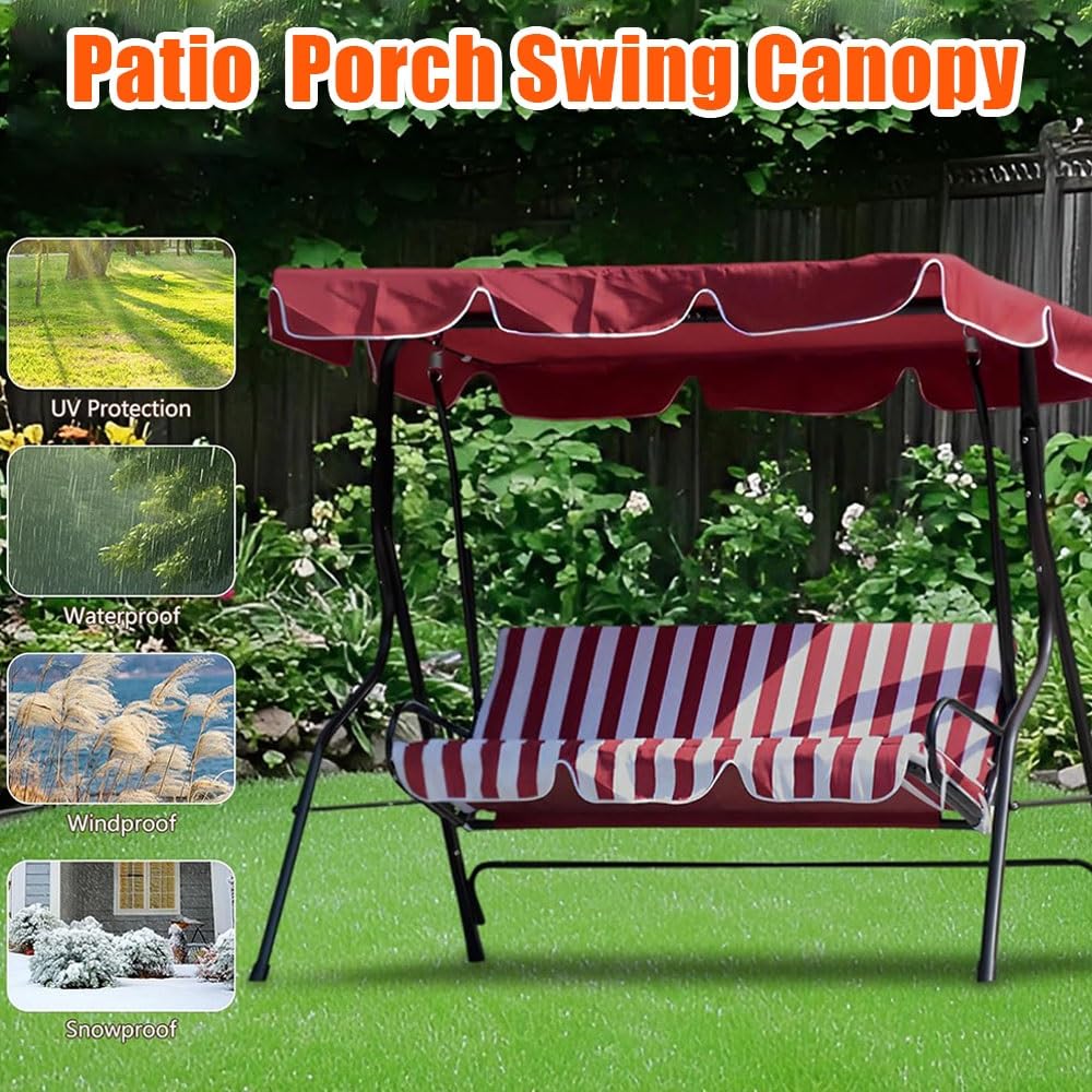 Toldo De Repuesto Para Silla Columpio 164x114cm 195x125cm Cubierta Superior Para Columpio De Jardín Exterior, Techo Recambio Balancin Para Patio(Black,77x49in-195x125cm)