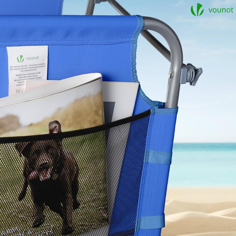 Lot De 2 Chaises Longues Vounot Avec Parasol Intégré | Textilène Imperméable | 110kg Charge Max | Gris