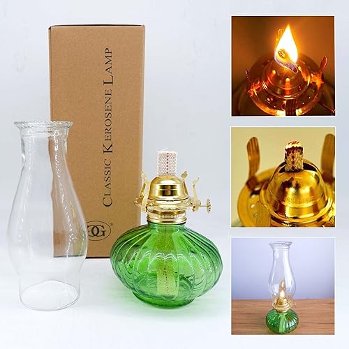 Miniatura 3 de Lámpara de aceite grande para uso en interiores, lámpara rústica de queroseno con 2 mechas y 1 pinzas, linterna de huracán de vidrio para