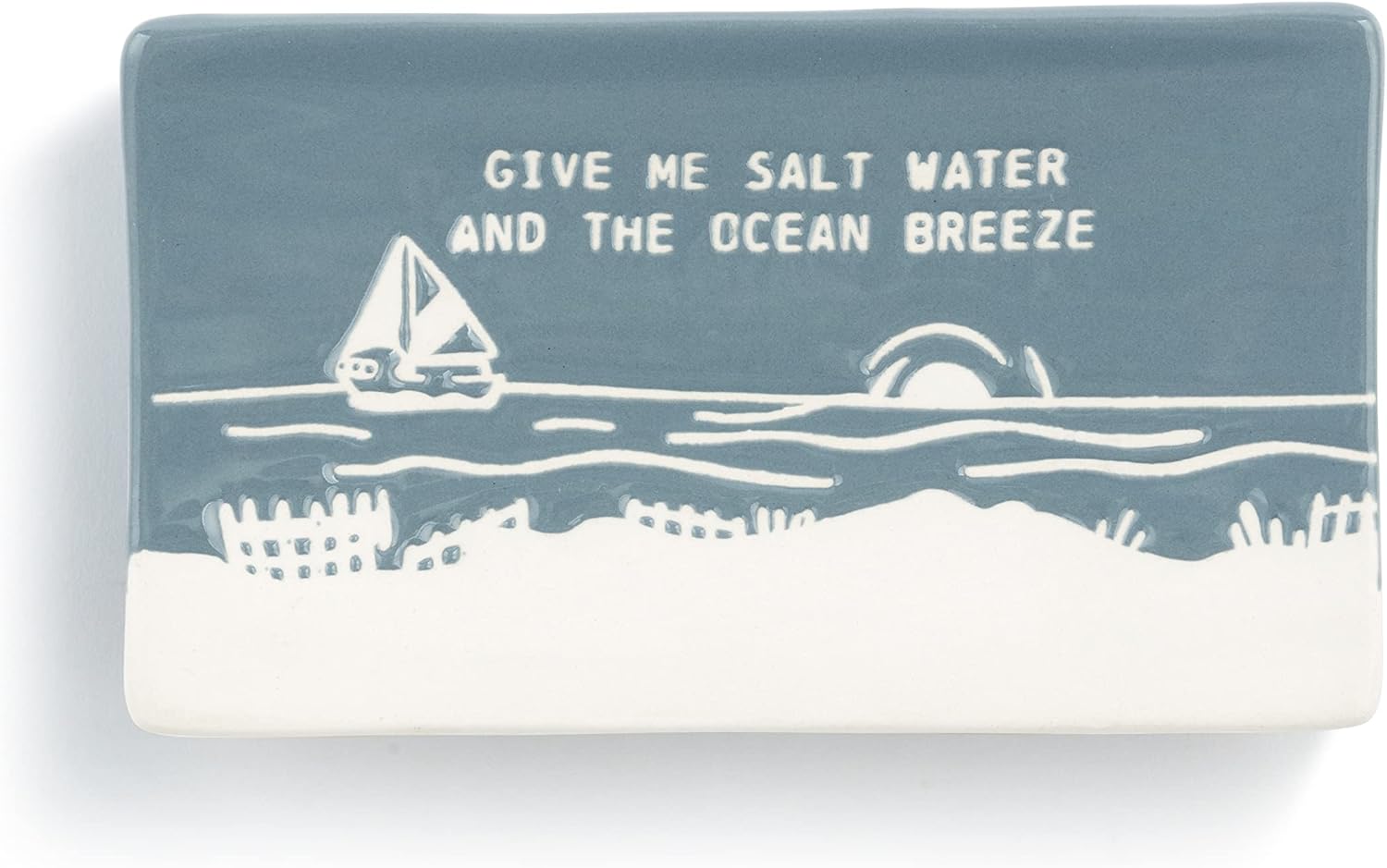 Give Me Salt Water And Ocean Breeze Blue 6 x 3.5 Ceramic Stoneware Spoon Rest