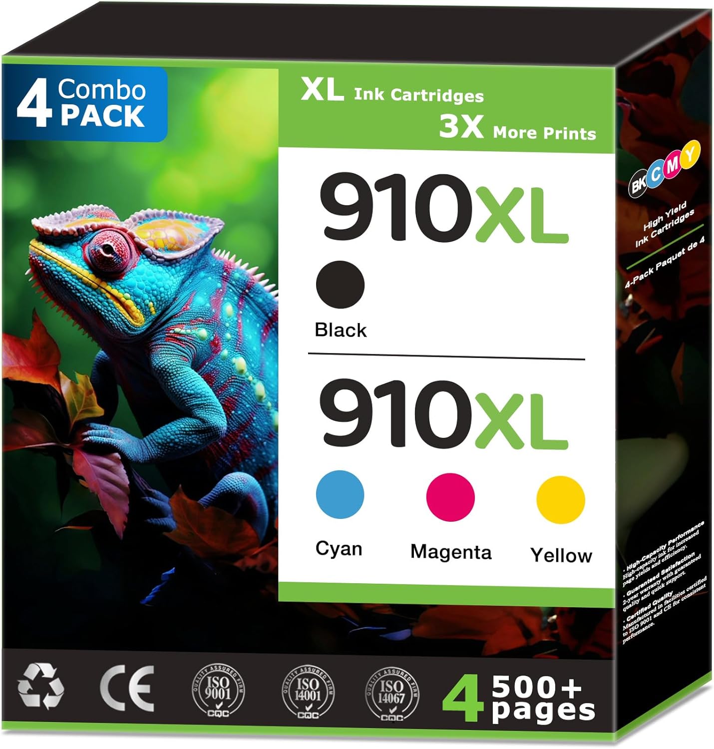 910XL Ink Cartridges Combo Pack Replacement for HP 910 Ink Cartridges Compatible with HP Printer Work with HP Officejet (Pro) Series Printer (4 Pack) Black Cyan Magenta Yellow 8020 8010 Ink High Yield