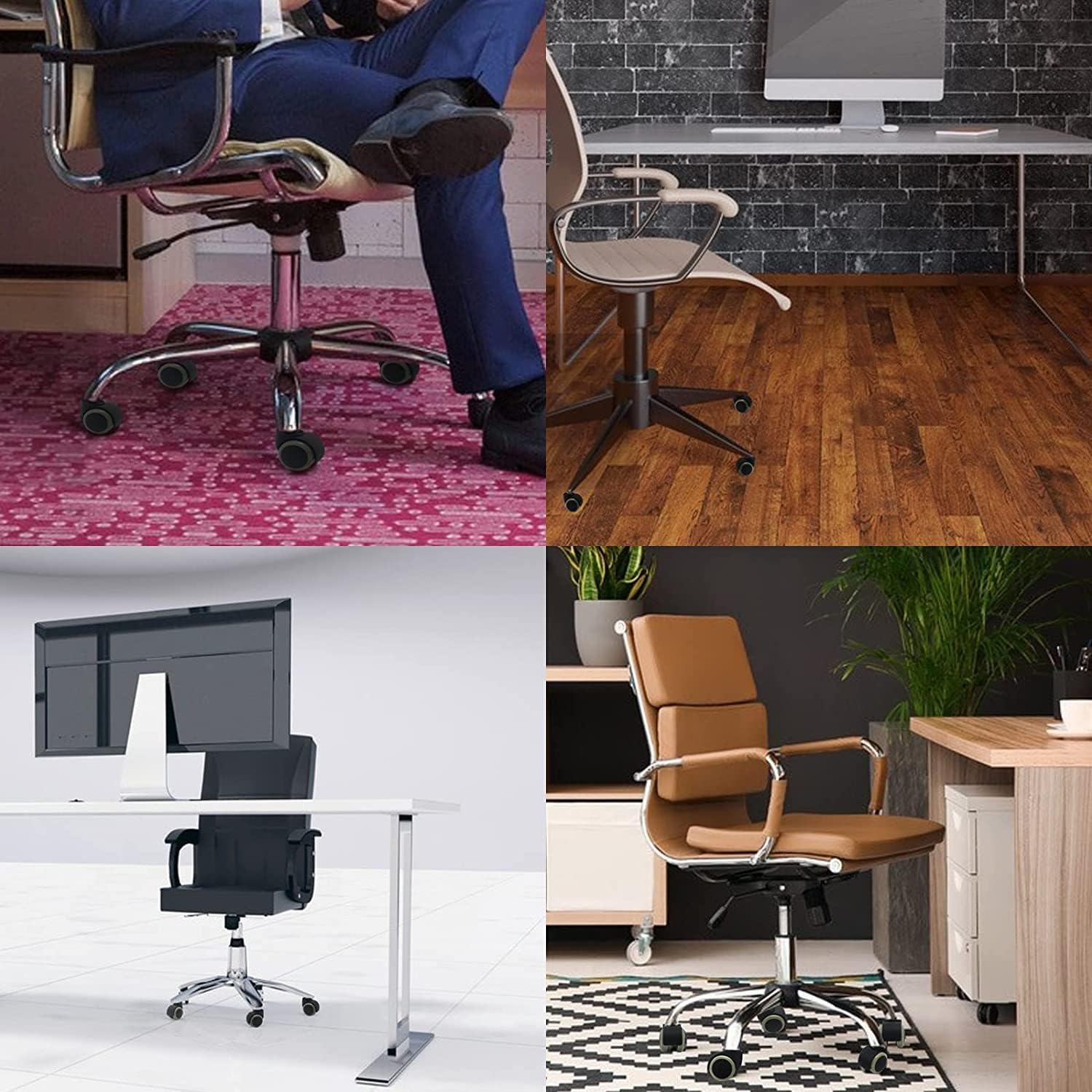 Rotelle for sedie da ufficio 5 pezzi con freno, rotelle girevoli 3" serratura for carichi pesanti, sicure for legno duro, piastrelle e moquette, adatte alla maggior parte delle(3 inch)