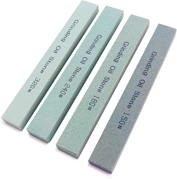 4Pcs Square Sharpening Stone Set -Grits 150#, 180#, 240#, 320# Green Silicon Carbide Honing Whetstone Kit for Moldels, Metal & Knife Cutting Tools 150 * 20 * 10mm