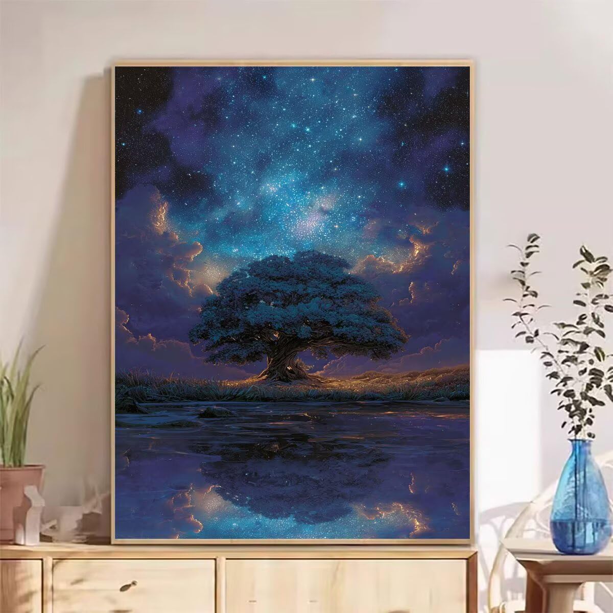 Kompletny zestaw do malowania diamentowego dla dorosłych, 5D diamentowa sztuka kryształowa sztuka, 60 x 90 cm DIY kryształowa mozaika z dżetów na płótnie do dekoracji domu i relaksu, snu i drzewa 2Z