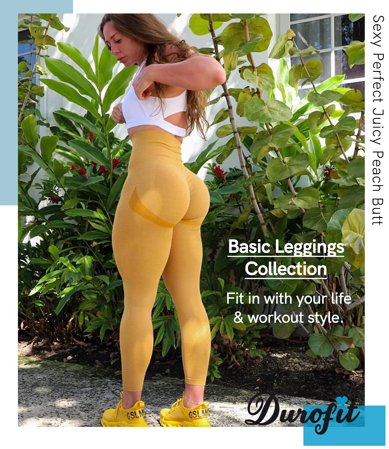 DUROFIT Leggins Donna Push up Leggings Sportivi Vita Alta Anticellulite Pantaloni Palestra per Fitness Yoga Pant