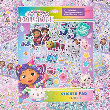 Gabby's Dollhouse Sticker Book Set, 12 Sheets with 1000+ Puffy Stickers Gabby, Mericat, Cakey, Pandy Paws