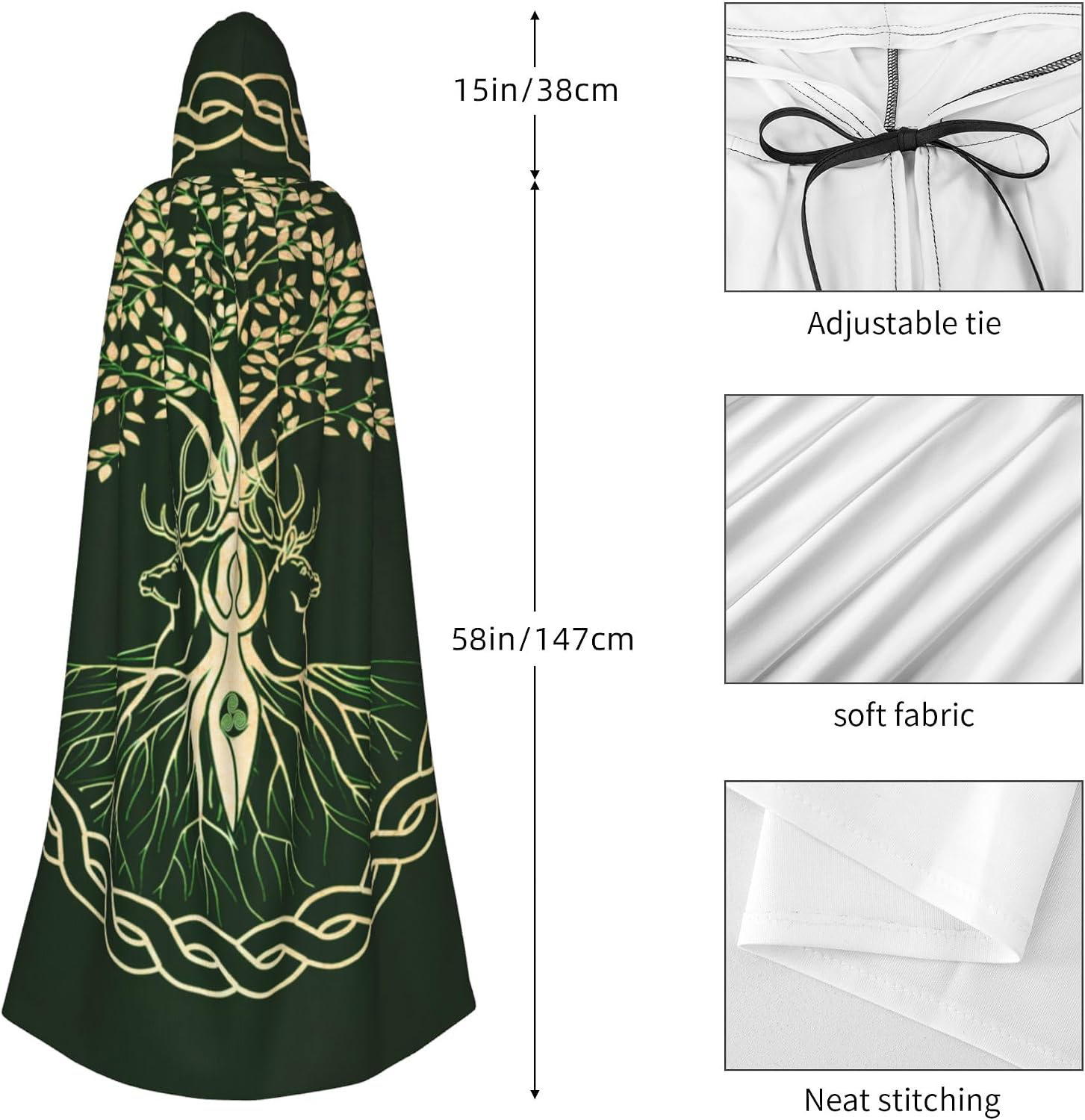 YETTA YANG Halloween Hooded Robe Cloak for Adult Men Women Christmas Hoodies Cape Cosplay Cosplay Costumes