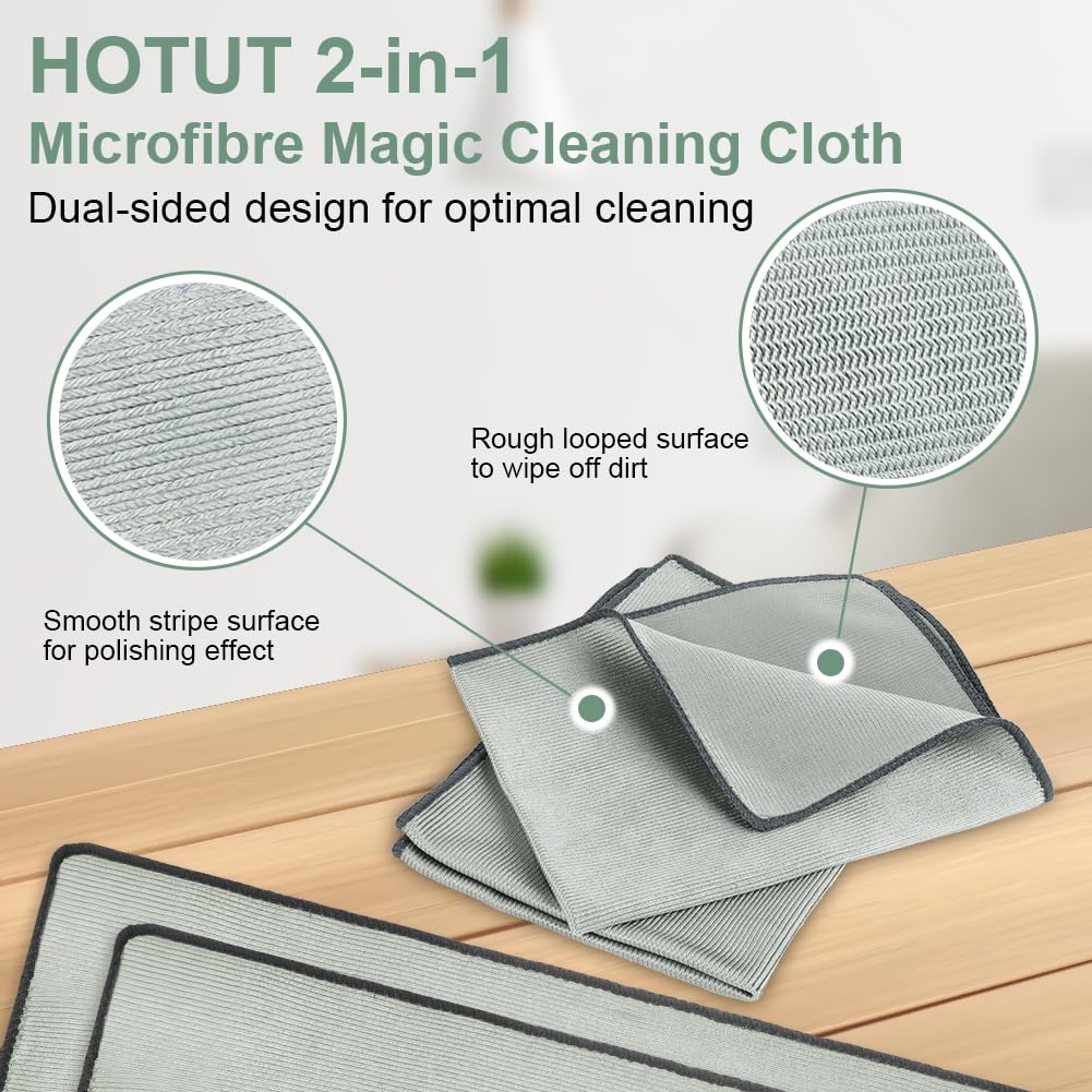 HOTUT 8 x Ultra Fine Microfiber Cloths for Glass 30 x 40 cm Professional Glass Cleaning Cloth - Image 4