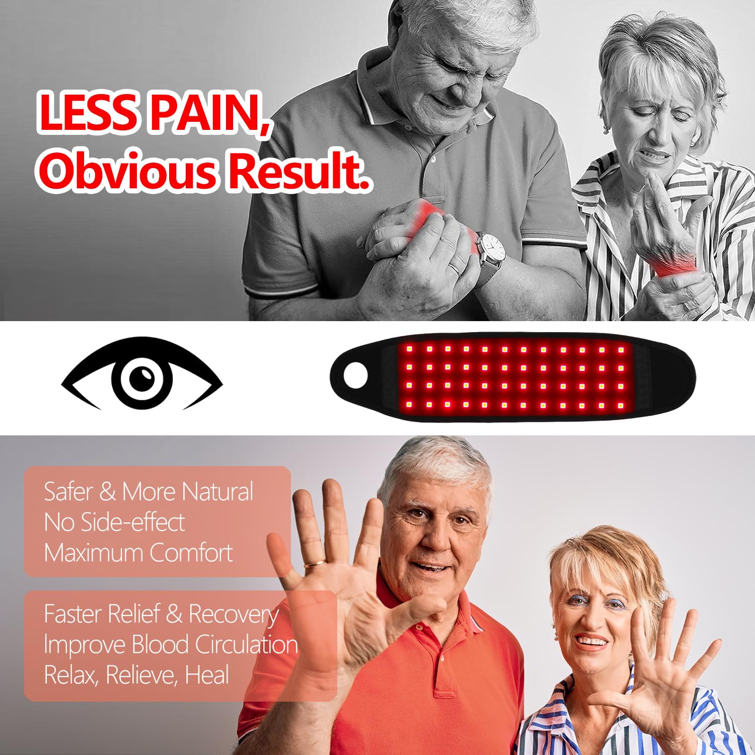 Red Light Therapy Hand Wrist Wrap - Therawrap Red Light for Carpal Tunnel - 660nm 850nm Near Infrared Heating Pad LED Device - Stiffness Recovery Pain Relief Wrist Brace - Image 4