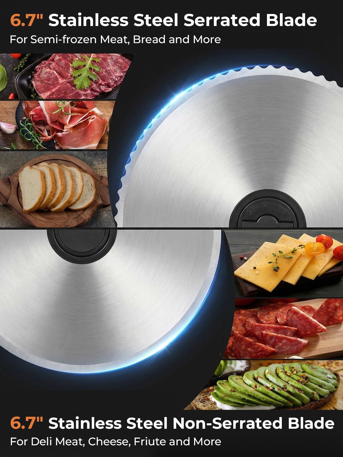 FOHERE Affettatrice Elettrica da Casa, Affettatrice Pieghevole con 2 Lame in Acciaio Inox, Spessore Regolabile 0-15mm – Perfetta per Pane, Formaggio, Salumi e Verdure