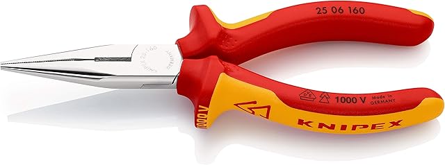 Knipex Szczypce tnące półokrągłe (szczypce radiowe) chromowane, z wielokomponentowymi nasadkami, izolowane wg VDE 160 mm 25 06 160