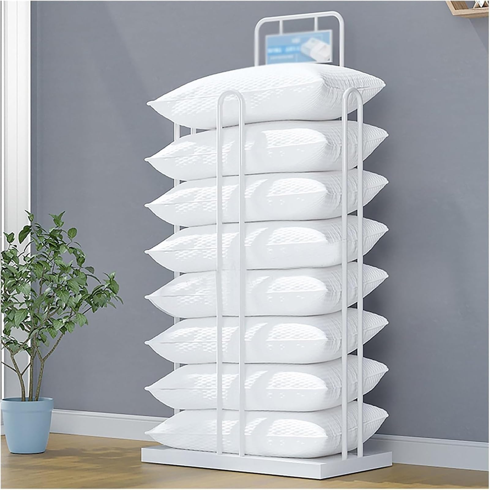 Présentoir à coussins carrés support métallique de rangement pour magasin de décoration