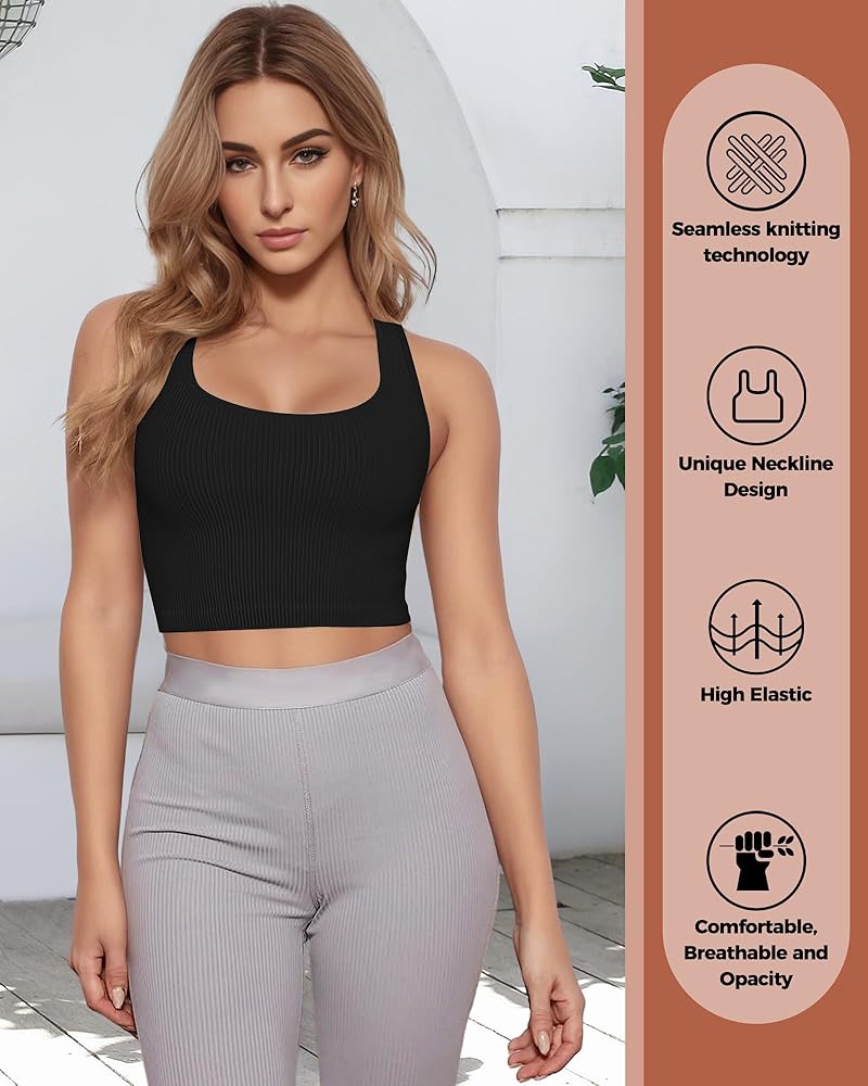 Amazon.com: AURUZA Crop Tank Tops for Women, Seamless