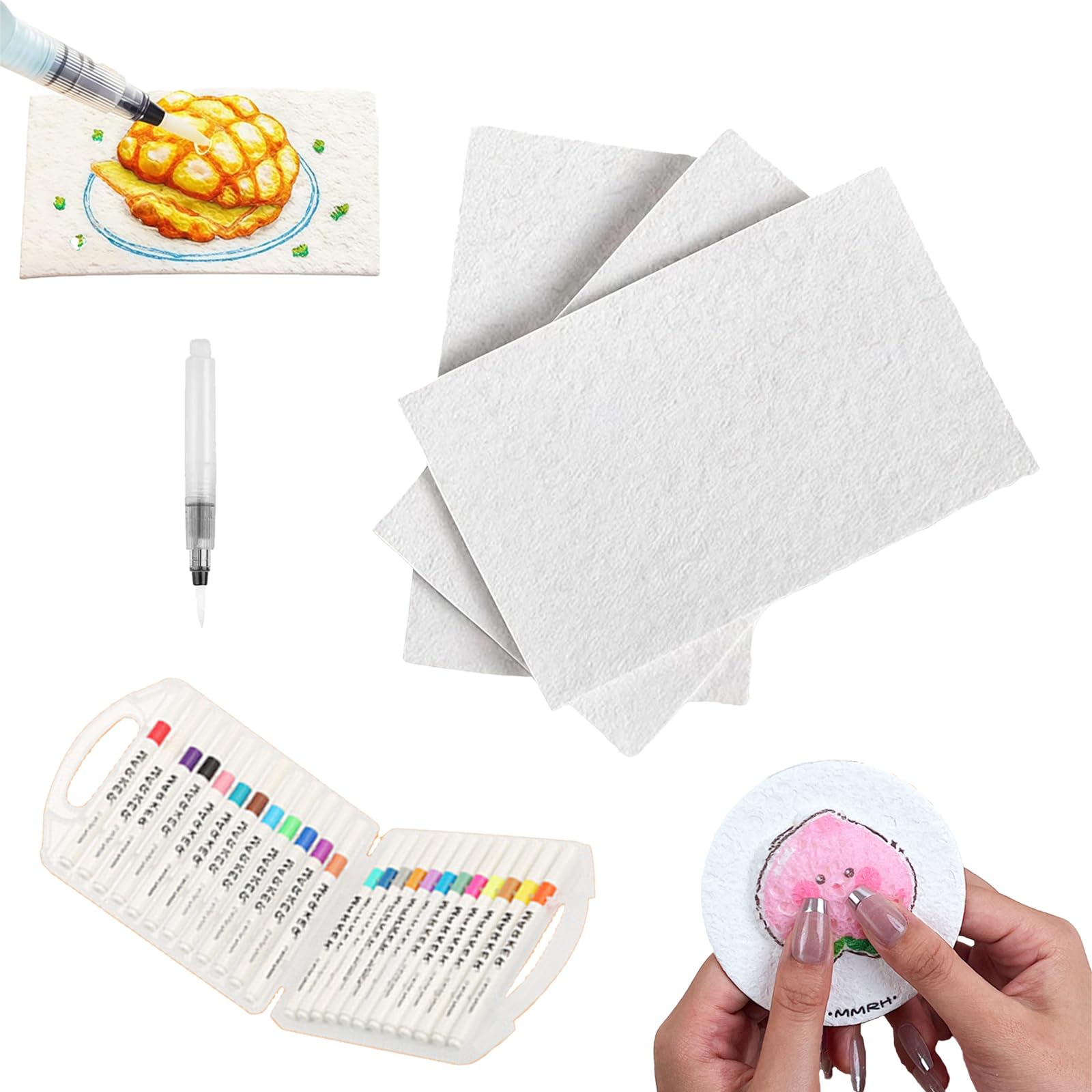Kit Magique Peinture 3D Puffy Paint - 10 Feuilles Mousse, 12 Marqueurs, 3 Pinceaux à Eau, Activité Créative Enfant