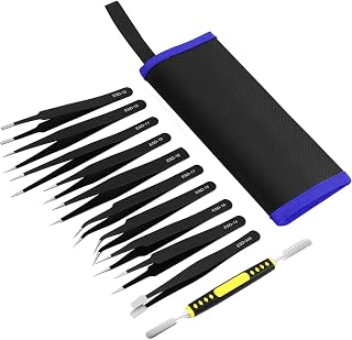 Ainiv Pinzette Sets, 11 Stück Präzisions Antistatisch Edelstahl Pinzette Werkzeug, Pinzette Set für ...