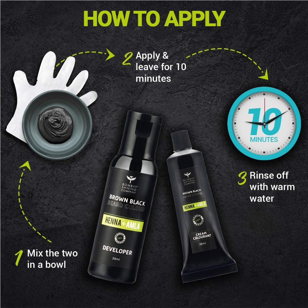 Bombay Shaving Company Beard Colour For Men (Brown Black) with Henna & Amla | Ammonia & Sulphate Free | Made in India