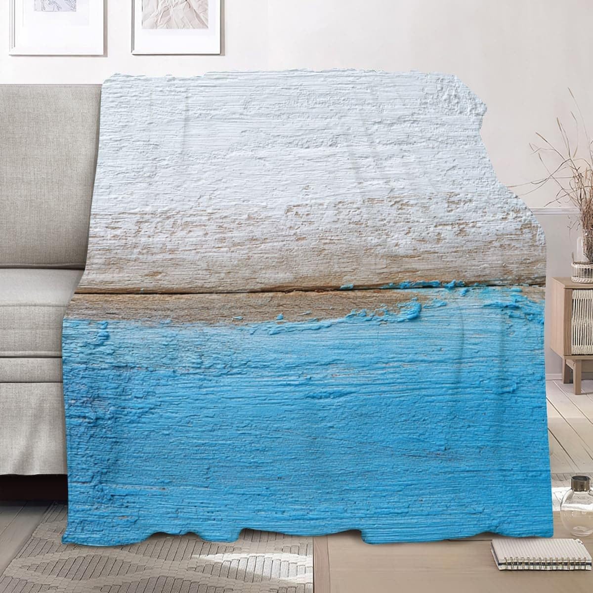 Couverture polaire moelleuse pour des moments de tendresse en famille plaid bleu et blanc