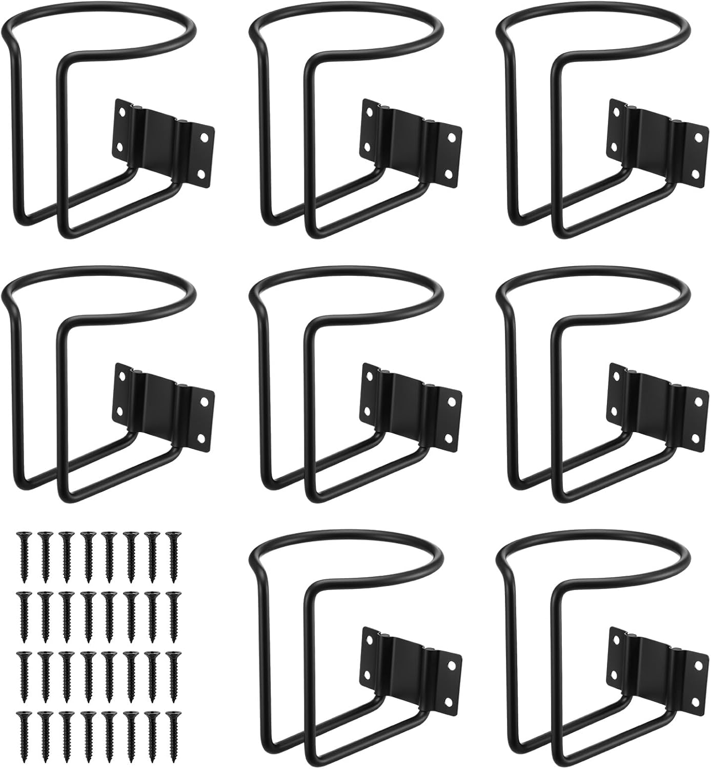8 Pack Black Stainless Steel Wall Mounted Cup Holders – Universal Drink Holders for Boat, Yacht, Truck, RV, Car, Apartment, Swing (Includes 32 Screws)