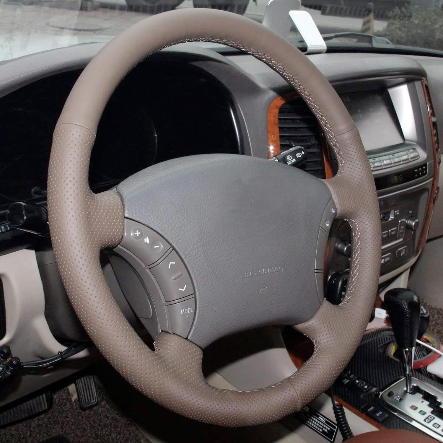 Genuine Leather Auto Custom Fit Steering Wheel Covers for Lexus GX470 2003-2009 / Lexus LX470 2003 2004 2005 2006 2007 Accessories