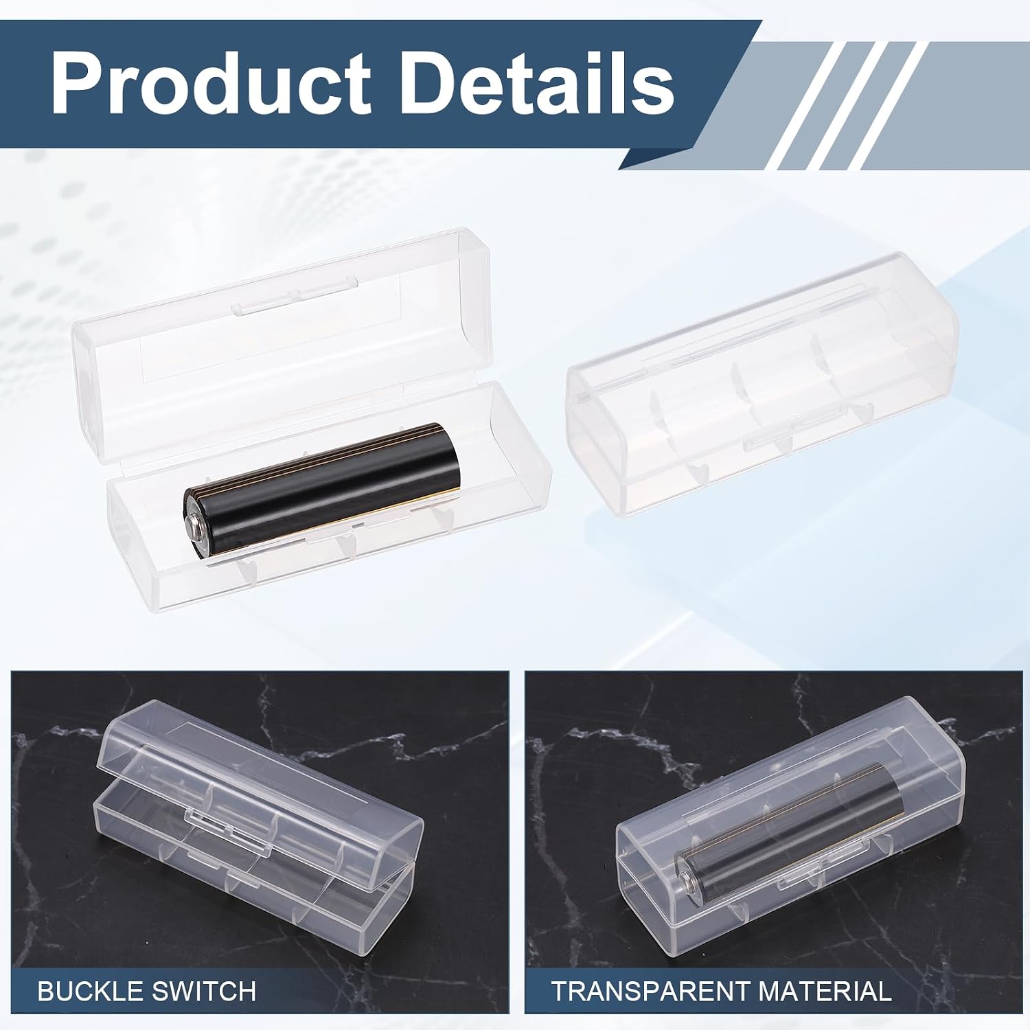 MECCANIXITY Battery Organizer Storage Box, Plastic Clear 1 x 21700 Battery Storage Case Holder Garage Container Portable Organizer for Travelling, Home, Office, Garage (Pack of 4)