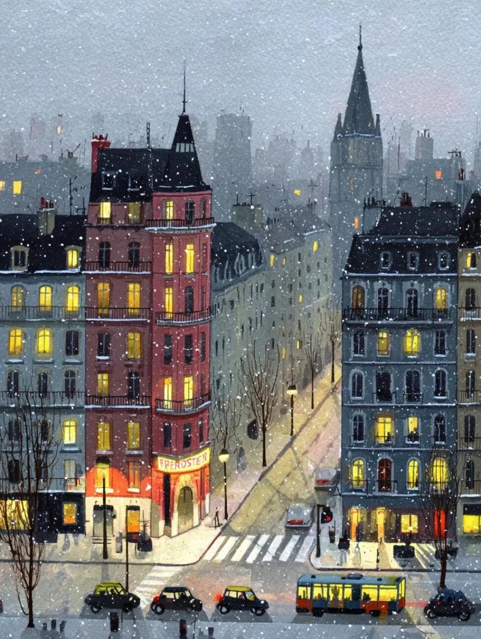 Henypt Cross Stitch Kits City in the Snow Landscape DIY Needlepoint Set for Beginners The Elderly with Accessories Home & Leisure/Gifts 14CT 60x80cm