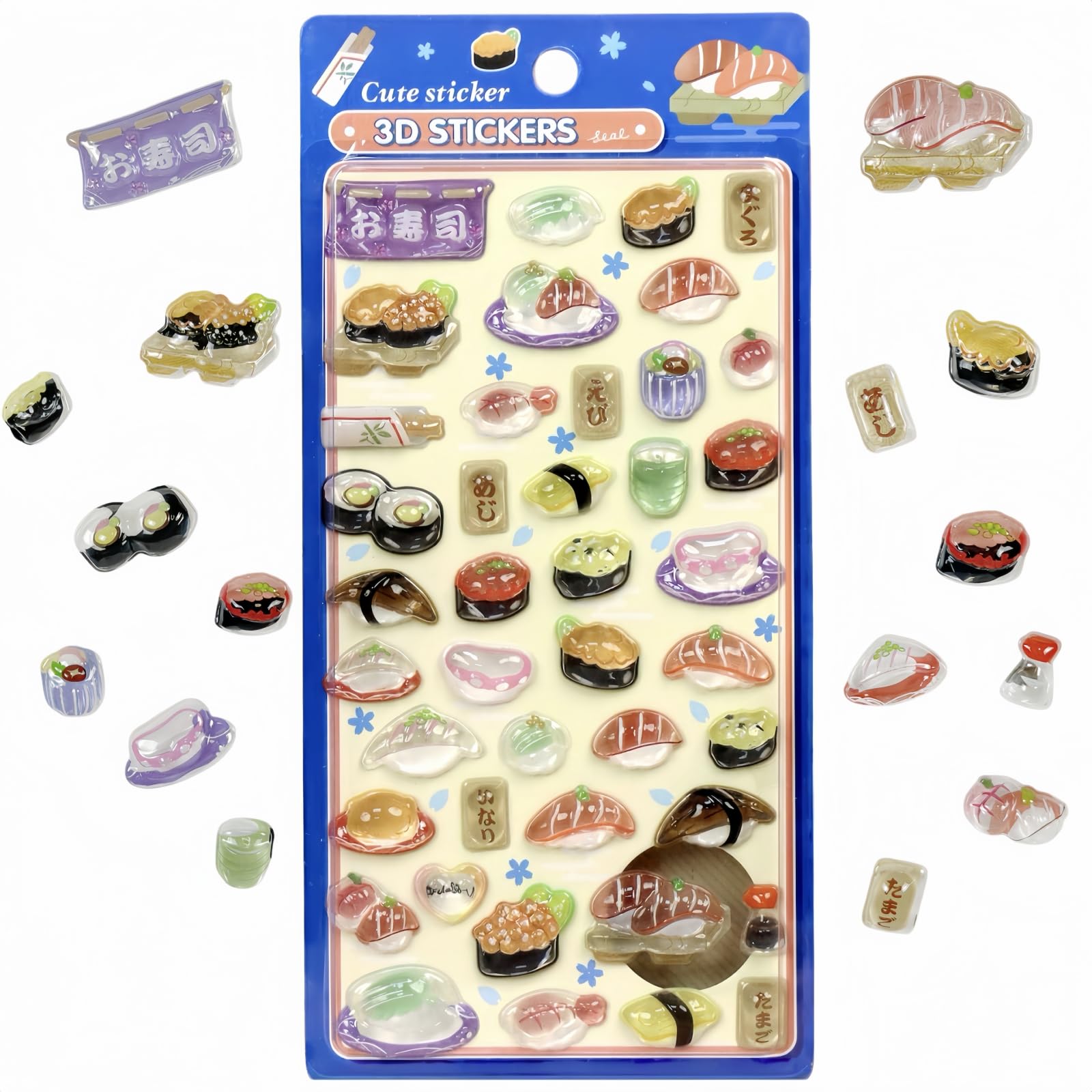 XINYUELI Bondrop Sticker, Solid, 3D Sticker, Girls’ Reward, Sparkling, Cute, Puffy Sticker, For Diary Water Bottles, Mobile Phone Decoration, Craft Supplies, Children, Perfect Gift (Cute Sushi) : Offi