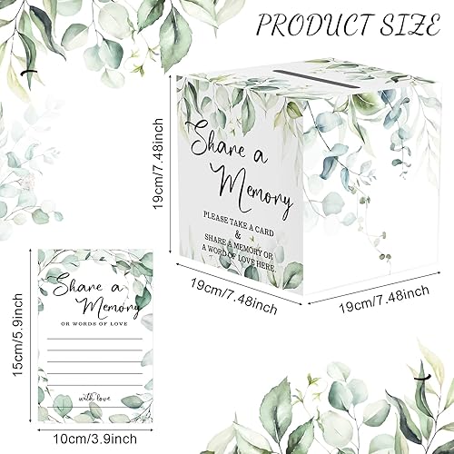Miniatura 2 de Pajean 50 tarjetas de memoria Greenery Share a Memory para colecciones de vida, tarjetas de memoria, ideas de invitados para funeral, graduación,