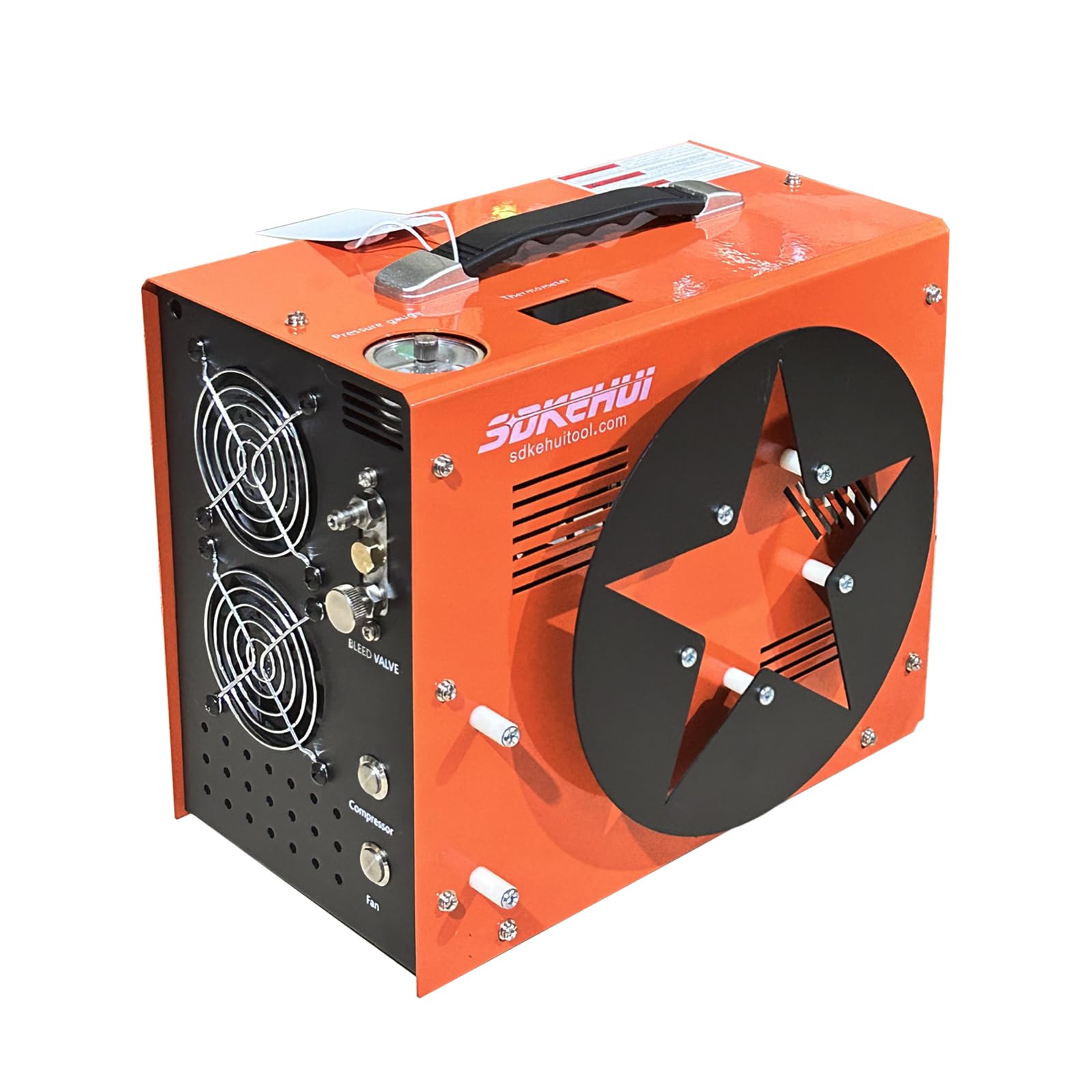Compresor de aire PCP de 350 W, CC 12 V CA 230 V, 4500 psi 30 Mpa, presión de parada automática, separador de aceite y agua integrado, con sistema de ventilador de refrigeración, bomba de alta presión