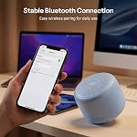 Bobtot Portable Bluetooth Speakers with Strap Easy to Carry, Wireless IPX5 Waterproof Mini Speaker with Loud Stereo Sound, 20 Hours Playtime, Rechargeable Battery, Built-in Microphone (Blue)
