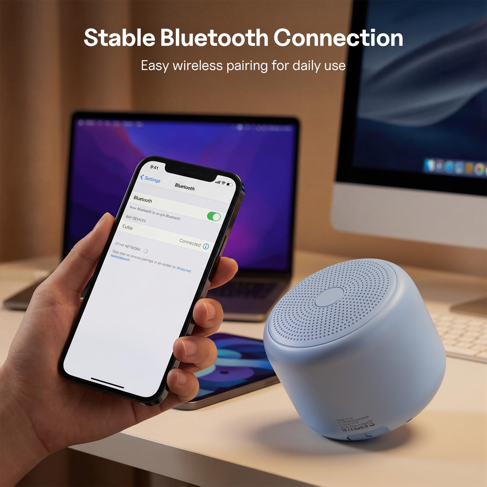 Bobtot Altoparlante Bluetooth portatile piccolo con suono stereo forte, mini altoparlante con microfono integrato, chiamata in vivavoce, batteria ricaricabile con cinturino facile da trasportare, blu