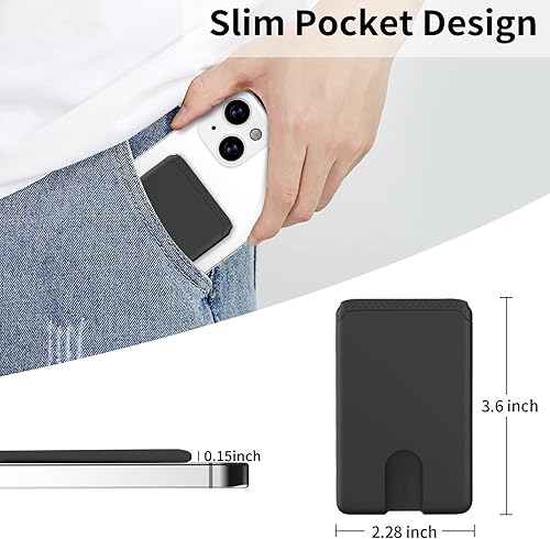 Miniatura 5 de Senose Soporte para tarjetas de teléfono, cartera de silicona antideslizante para teléfono, soporte para tarjetas de crédito, bolsa para tarjetas de