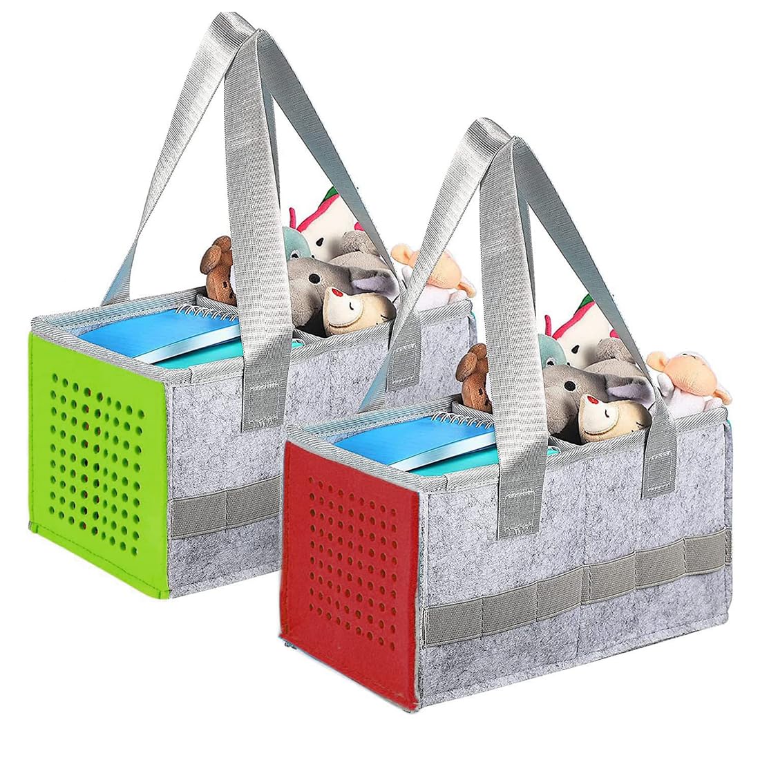 June tech Carrying Bag for Toniebox Starter Set and Accessories Felt Organizer Bag for Tonies Figurine and Toniebox Travel Tonies Carry Case with Handle for Toniebox & Accessories (Green) - Image 4