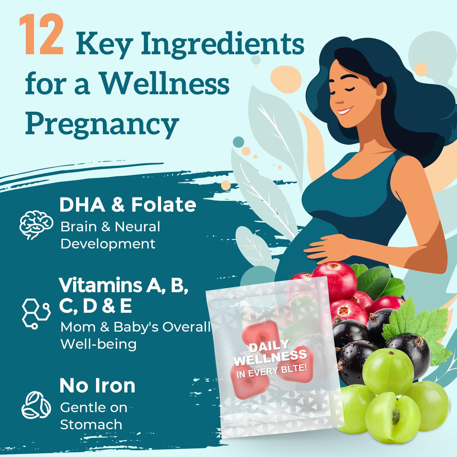 Quorinthiumax Prenatal Gummies Sugar Free 90 Count - Organics Prenatal Vitamins for Women with Folate, DHA & Probiotics - Iron Free Prenatal Vitamin Gummies for Immune & Digestive - 1 Bottle — Amazon image 4