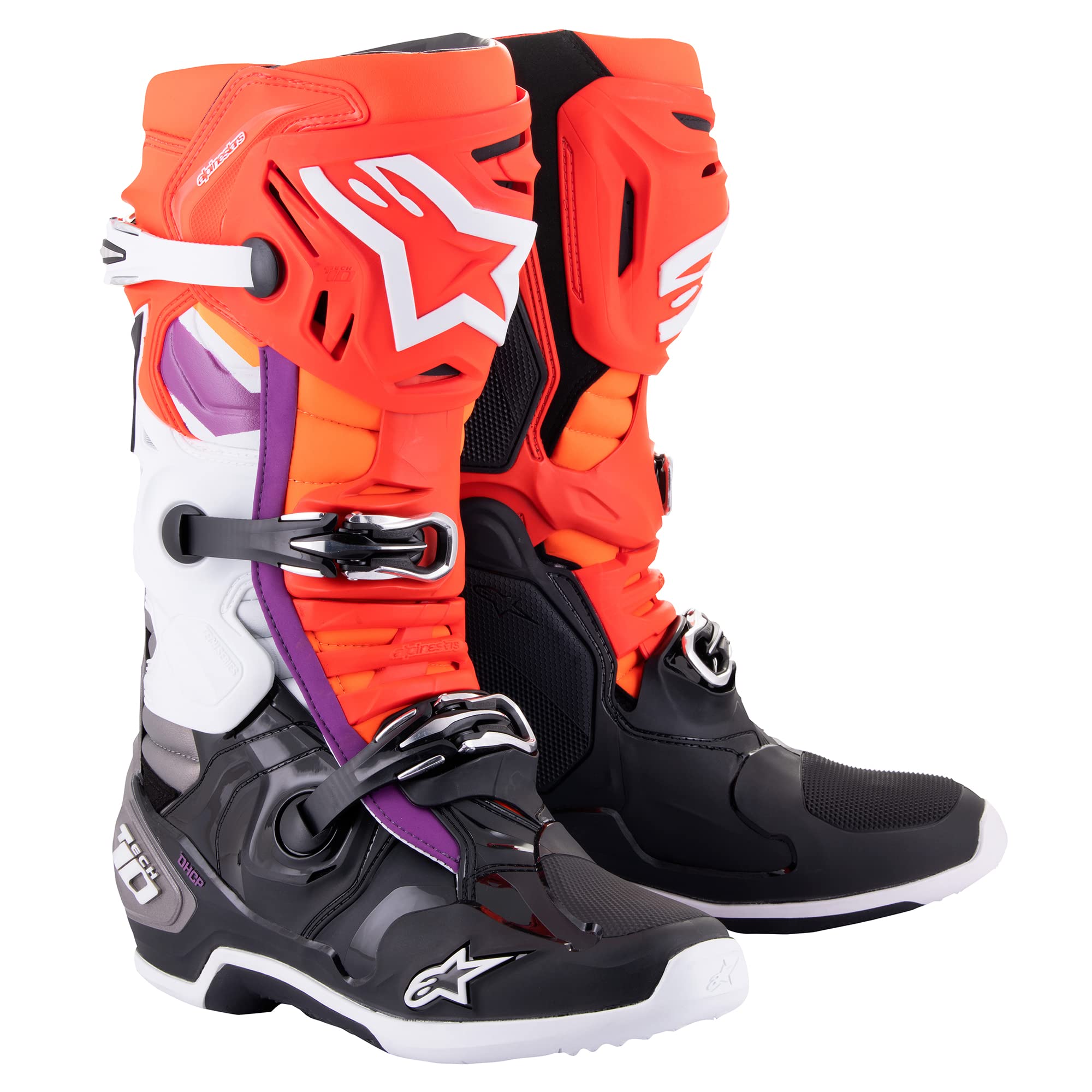 Alpinestars 2010020-1332-9: Tech 10 Boots Blk/Flo Red/Flo Org/Wht Sz 9