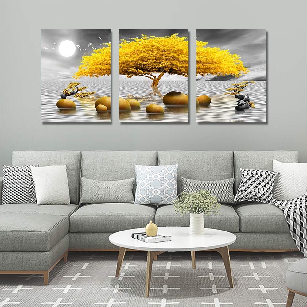 hyidecorart Yellow Tree Canvas Wall Art for Living Room Modern Artwork Nature Landscape Bathroom Pictures Bedroom Wall Decor - Image 4