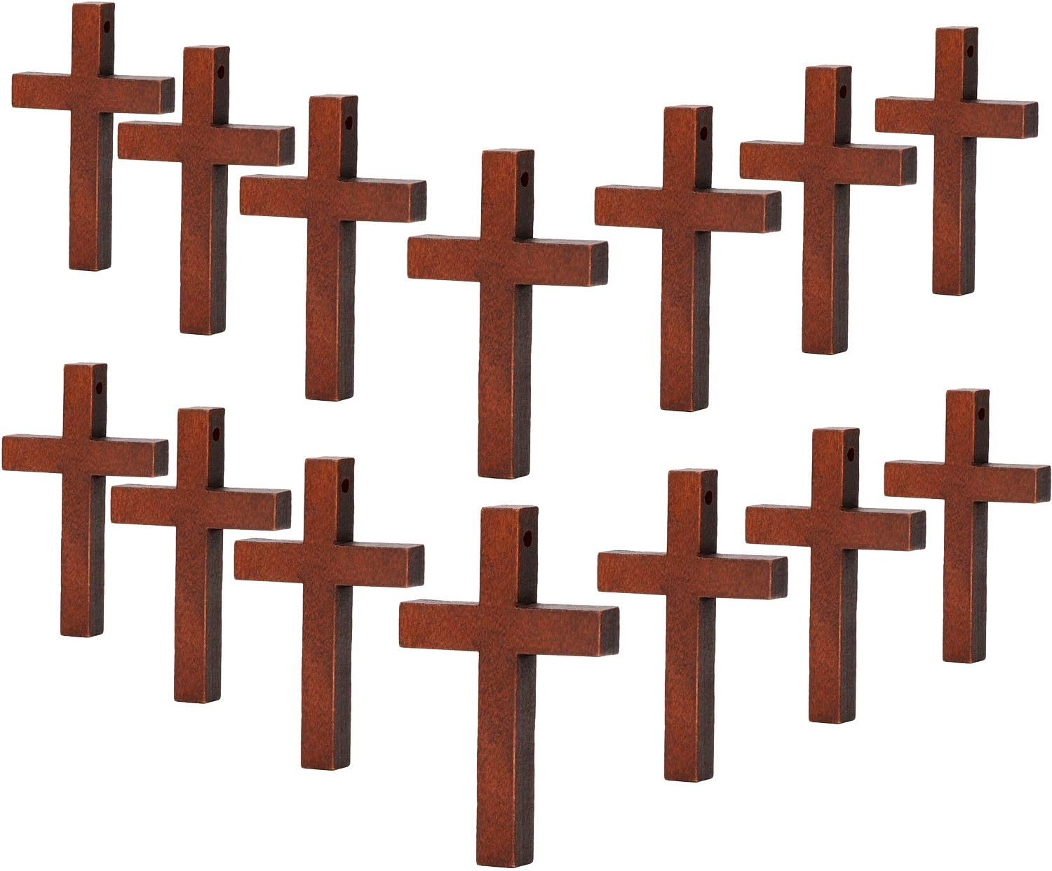 70 Pieces Wood Cross Pendants DIY Cross Charms Natural Wood Cross Party Crafts DIY Jewelry Projects (Color 1)