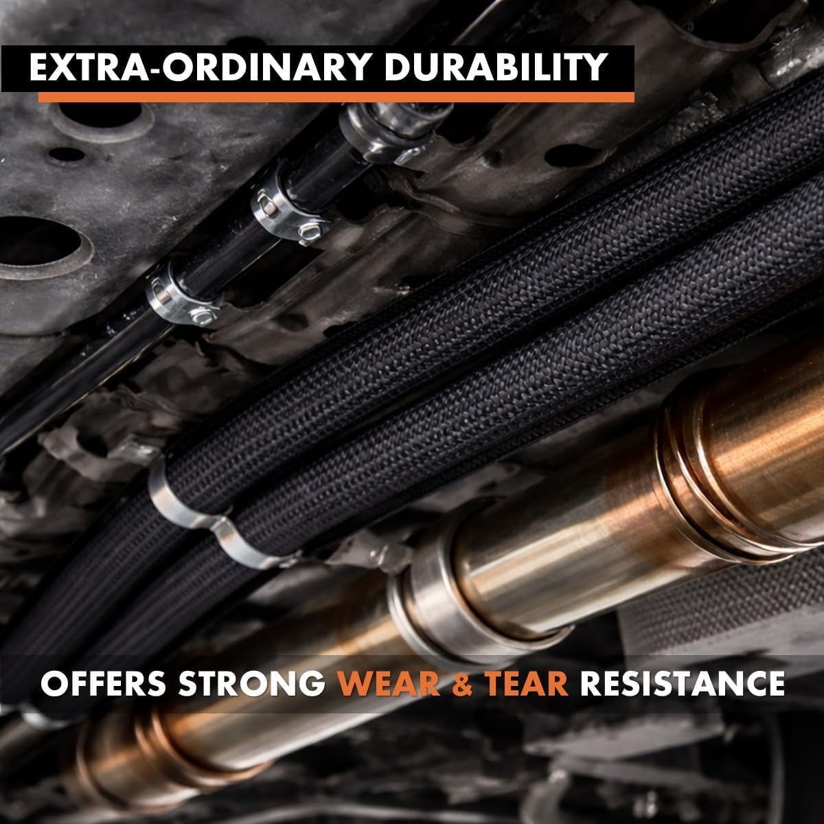 Kable Kontrol Heat Resistant Braided Fiberglass Wire Sleeve – 5/8” ID – 50 Feet Long High-Temperature Insulation Sleeve Heavy-Duty Loom Cable Protection for Automotive Electrical Use - Black