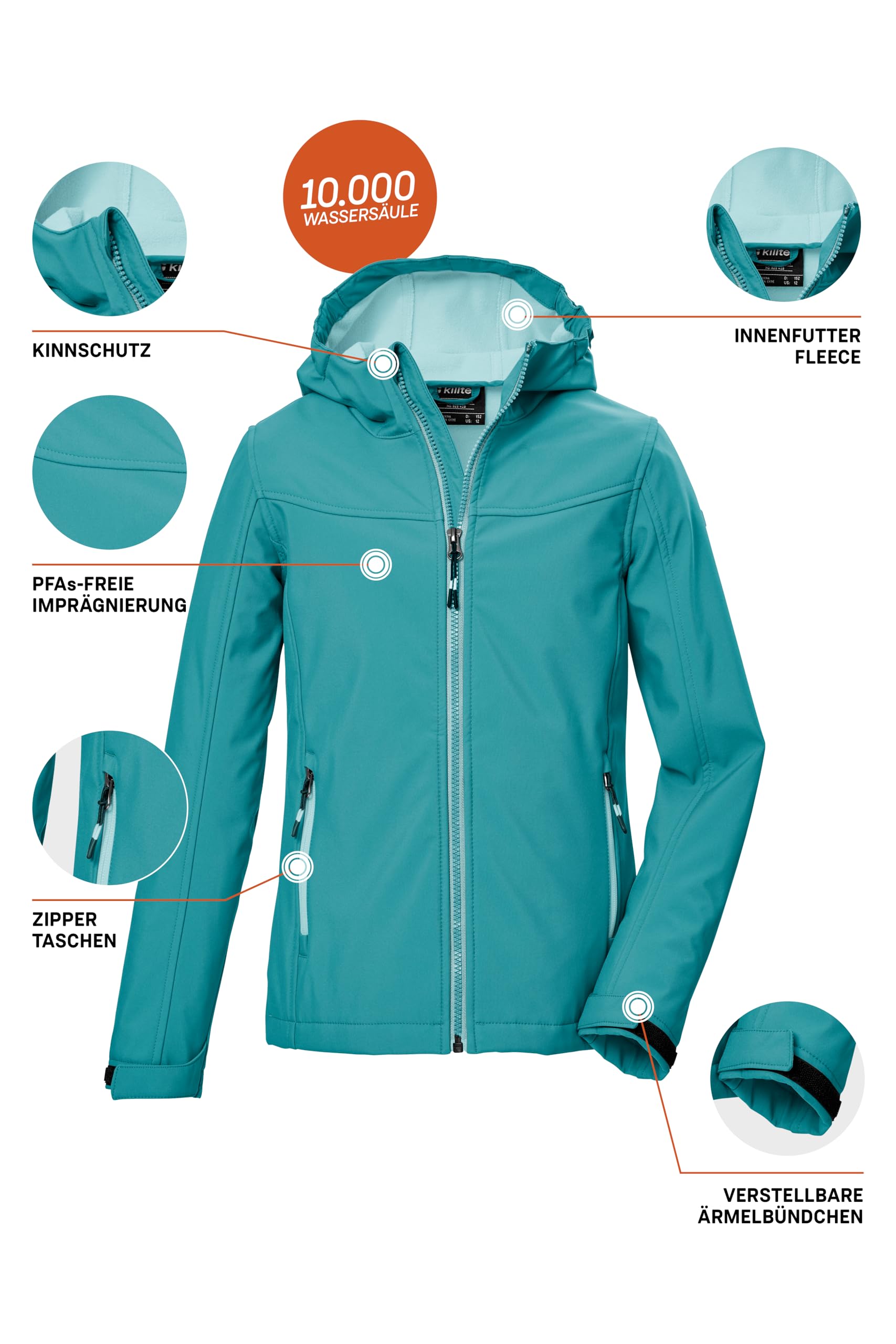 Killtec Softshelljacke Mädchen mit Kapuze Outdoorjacke