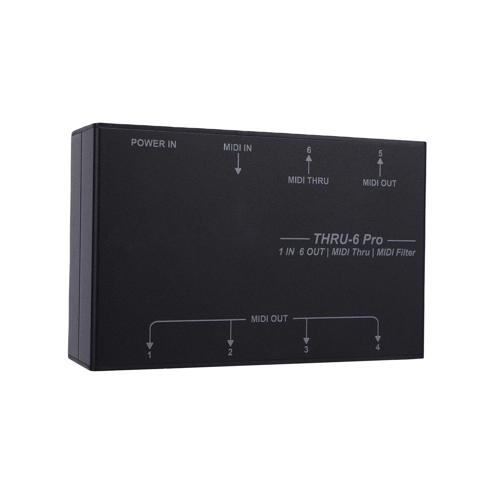 6-kanałowy Rozdzielacz MIDI USB Host Box Wydajny Interfejs MIDI dla Klawiatury, Syntezatora, Pianina Elektronicznego Stop Aluminium Czarny 4,5 X 2,9 X 1,4 Cala