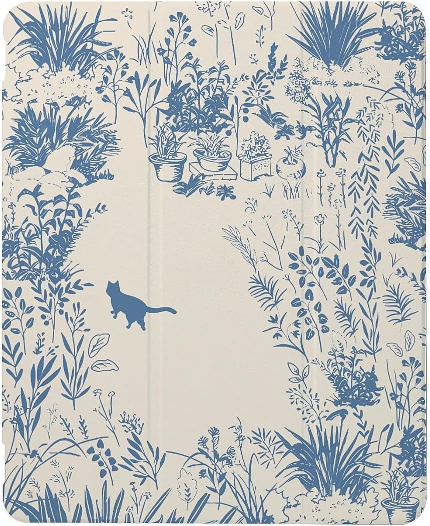 Kittens in The Garden Case Compatible with iPad 9th 8th 7th Generation 10.9 Inch 2021/2019/2018,Funny Cover with Trifold Stand + Pencil Holder for Boys Girls,iPad Pro 13inch 2024