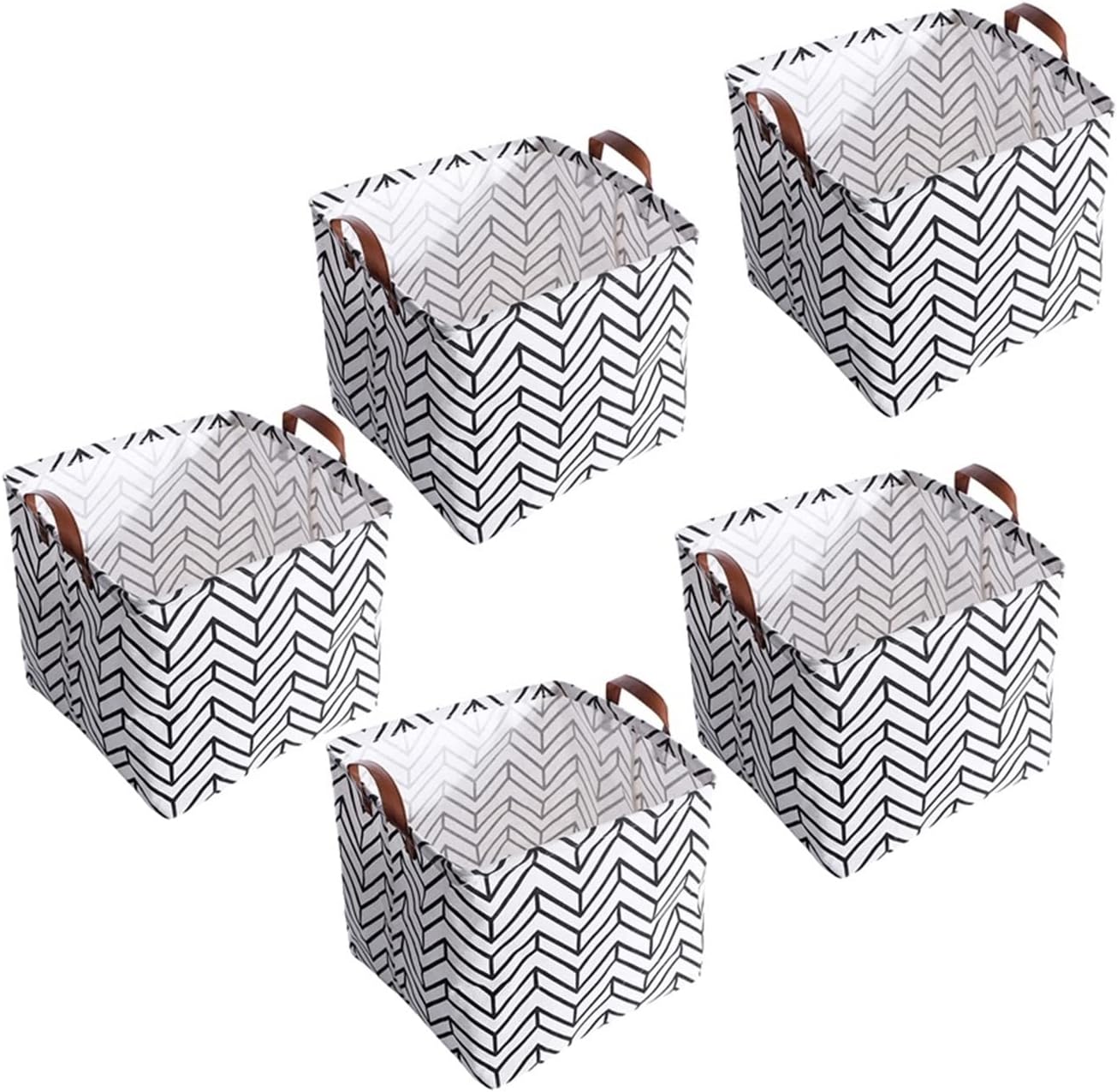 Storage Basket, Portable Foldable Clothes Organizer Containers, Durable Multifunction Open Storage Bag for Clothing, Pack of 5