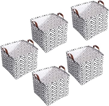 Storage Basket, Portable Foldable Clothes Organizer Containers, Durable Multifunction Open Storage Bag for Clothing, Pack of 5