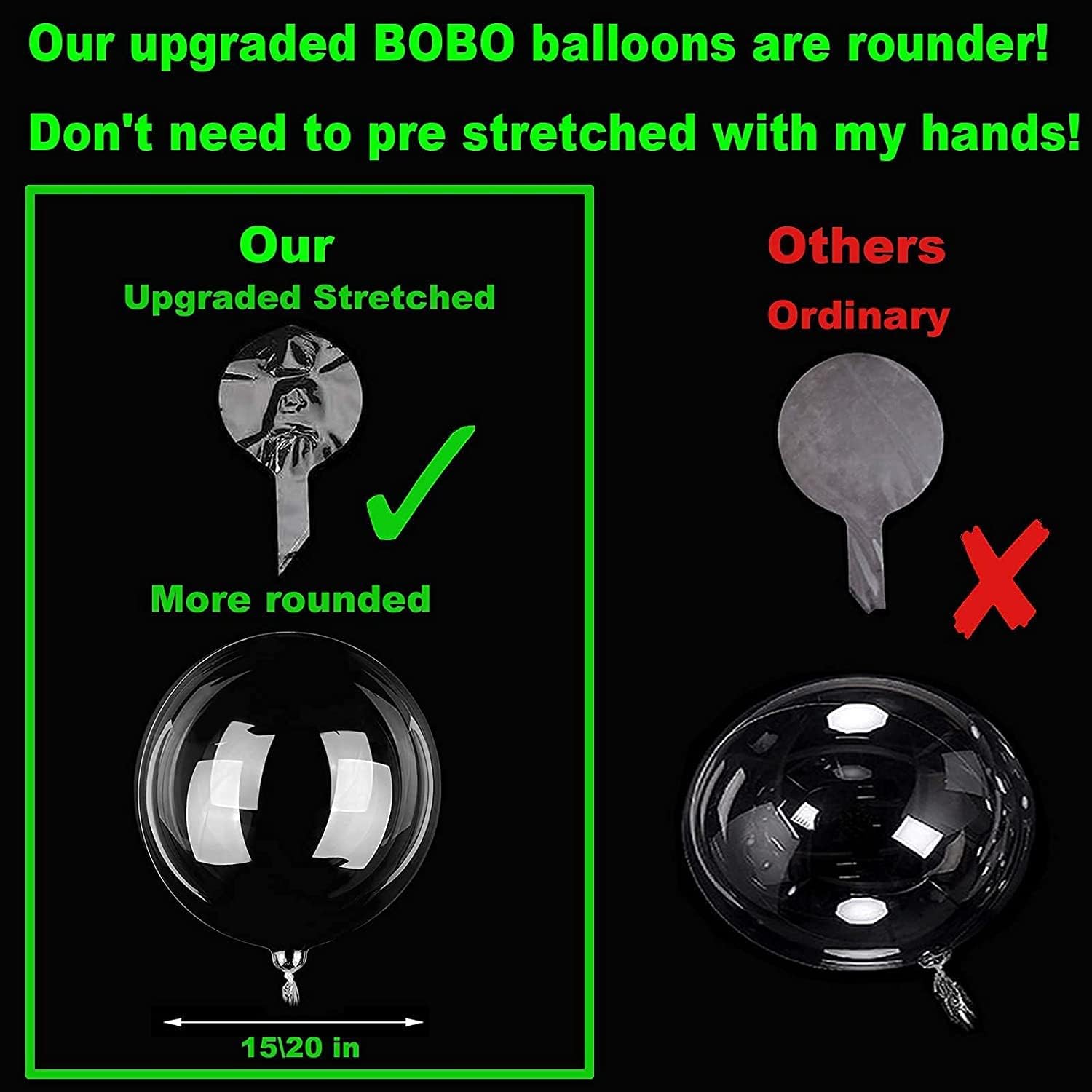 10 Pack LED Balloons, 20 Inch Clear Light up Balloons with Sticks, Bobo Balloon Colorful Neon Balloons Glow in the Dark,Helium Bubble Balloons Sets for Party,Birthday,Wedding,Decoration,Celebrate,Gift