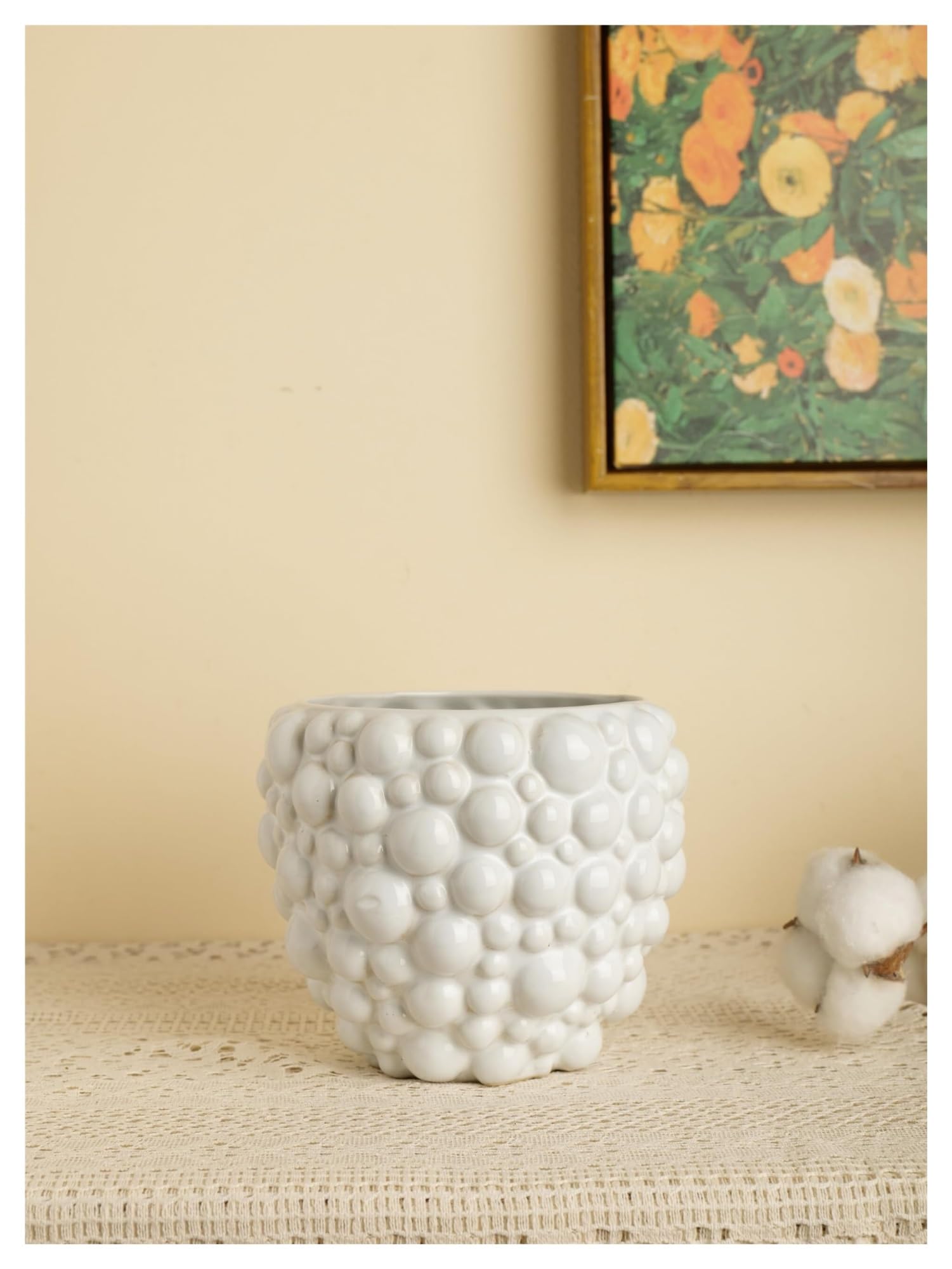 Donice ogrodowe Ceramiczna doniczka na rośliny Nowoczesna bąbelkowa tekstura Kwiat Okrągła sukulenty do kaktusów ozdobne