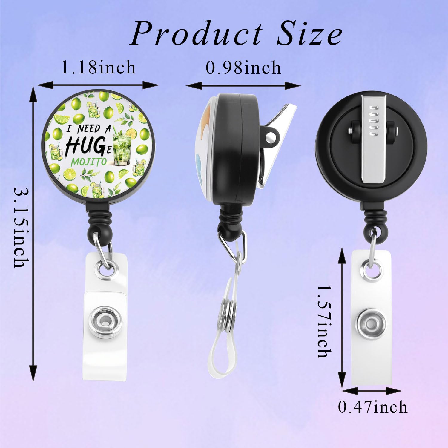 PLITI Mojito Drink Gift Mojito Lover Gift Cocktail Party Gifts I Need A Huge Mojito Badge Reel for Nurse Doctor (Huge Mojito badgeU) - Image 2