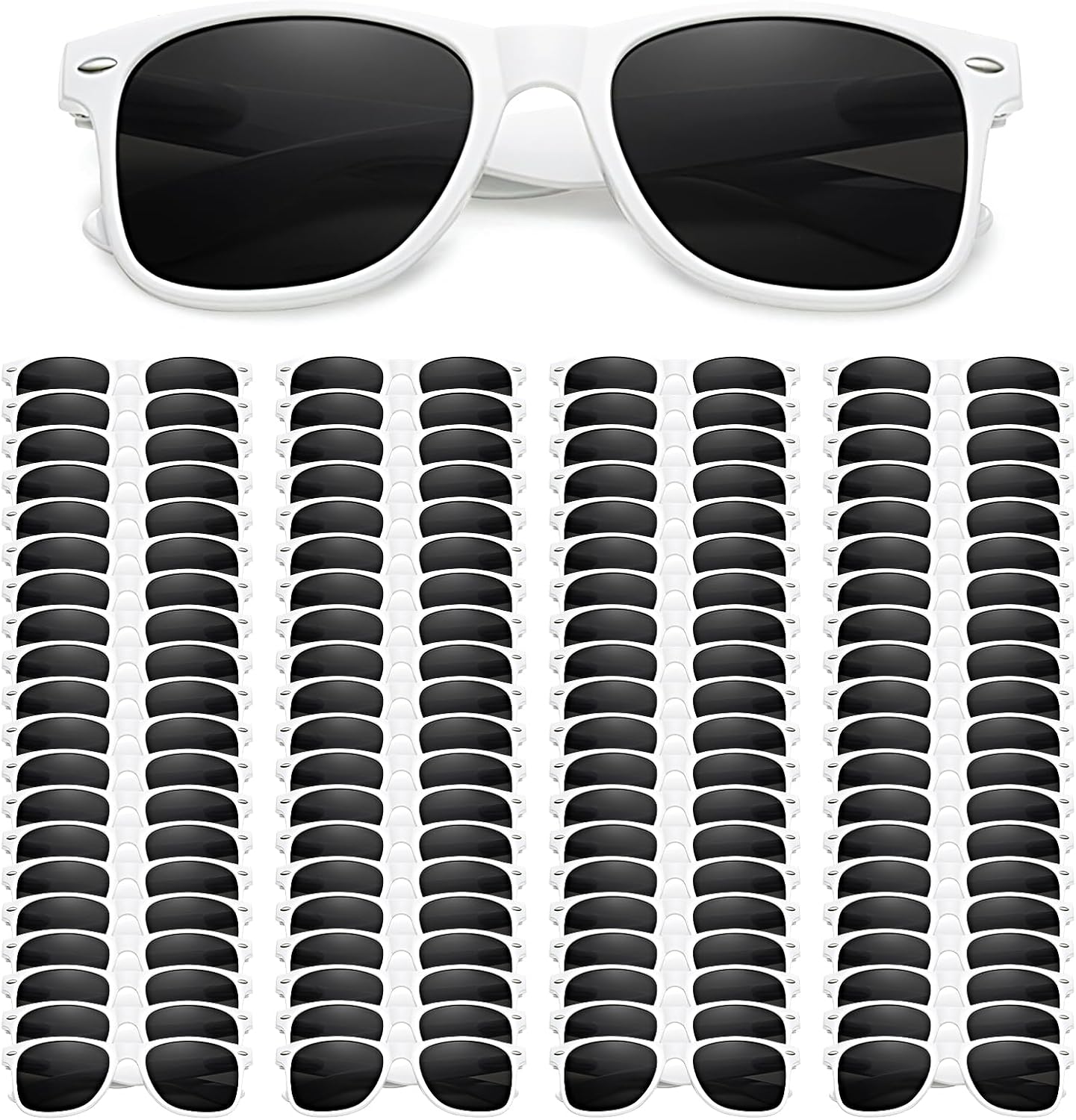 Pibupibu 80 Pack Wholesale White Black Sunglasses Bulk Adult Unisex Party Favors Retro 80s 90s Glasses for Women Men