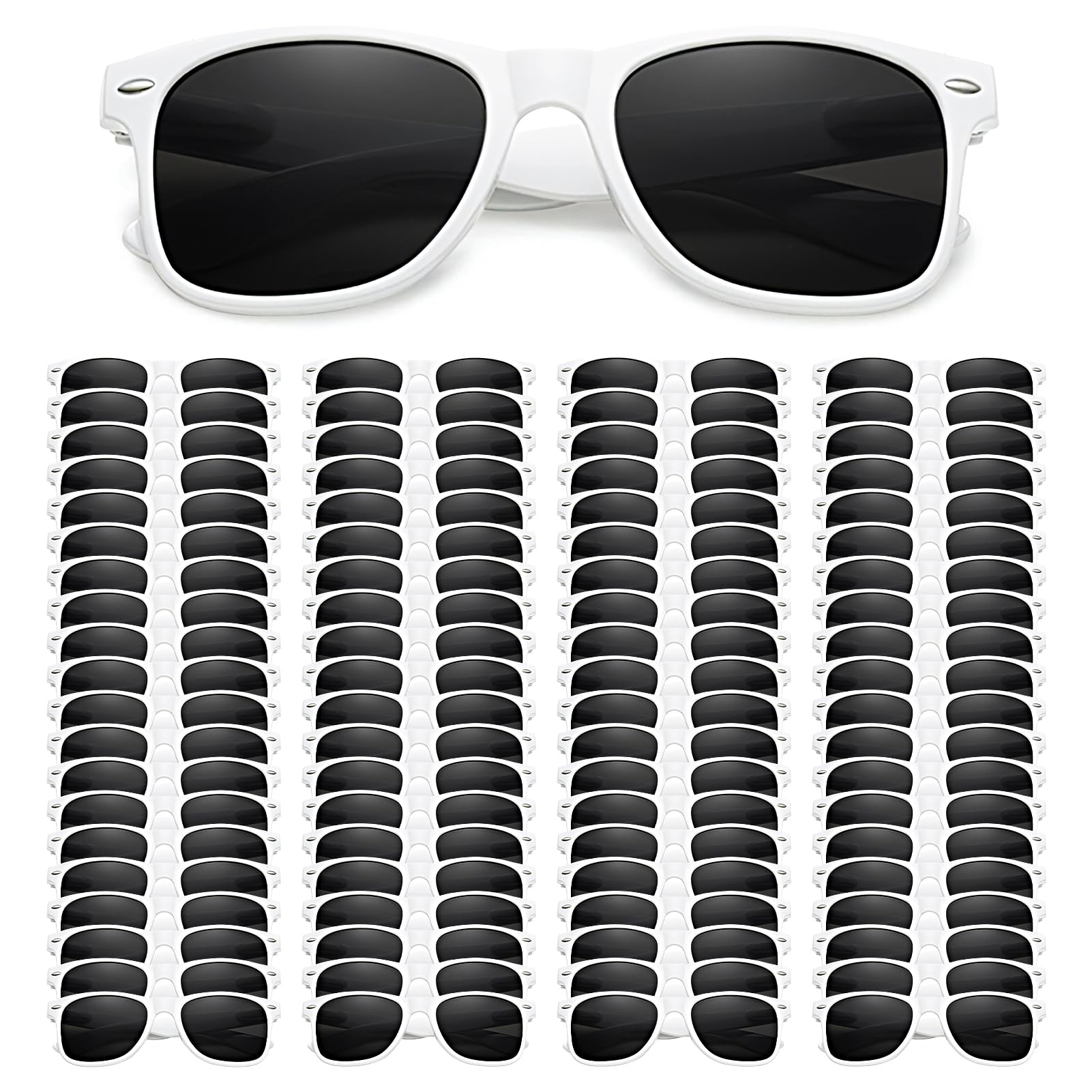 Pibupibu 80 Pack Wholesale White Black Sunglasses Bulk Adult Unisex Party Favors Retro 80s 90s Glasses for Women Men