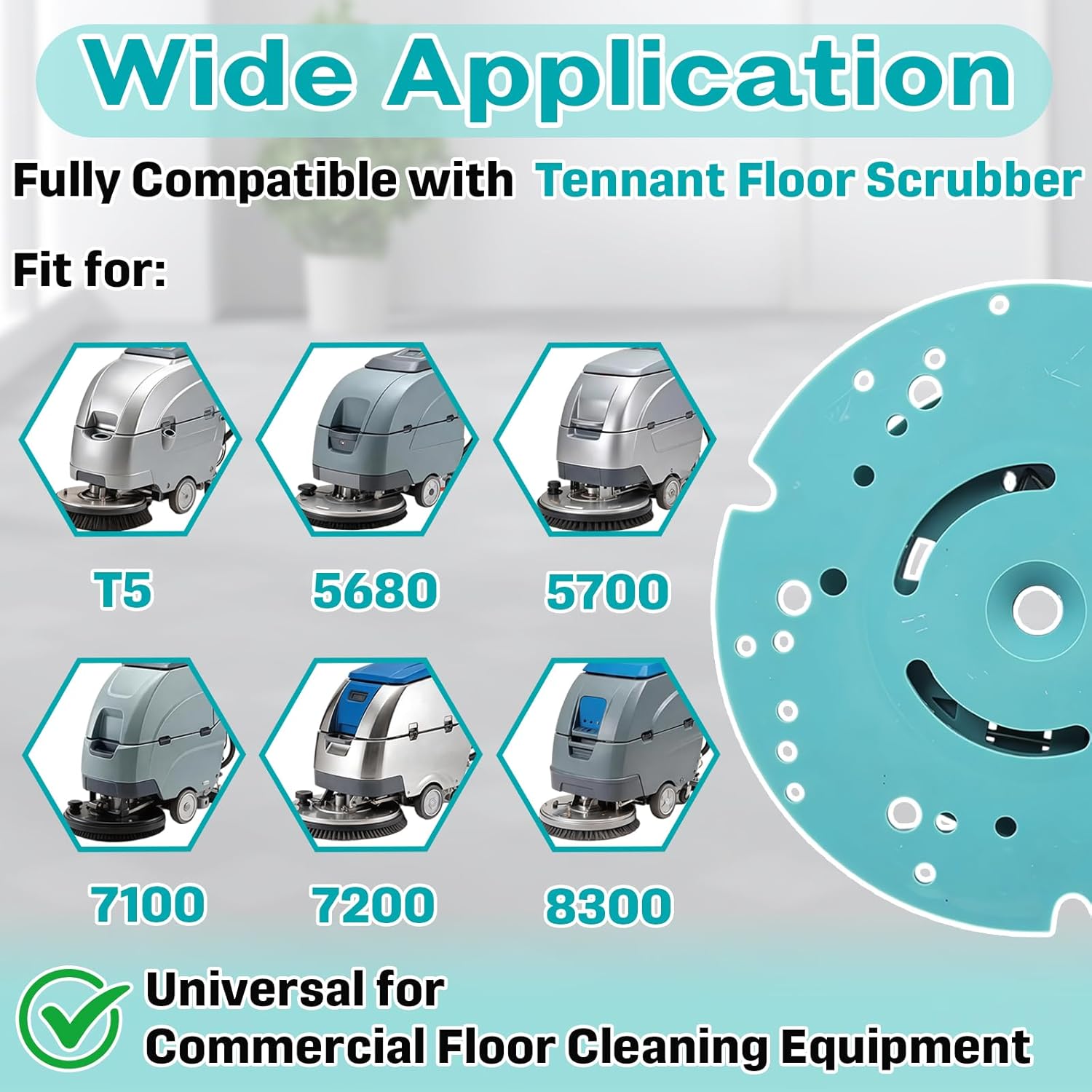 370095 Pad Retainer丨Heavy-Duty Floor Scrubber Accessory for Tennant & Nobles丨Clip-On Centering Holder Fits T5, 5680, 5700, 7100, 7200, 8300 Cleaning Machines