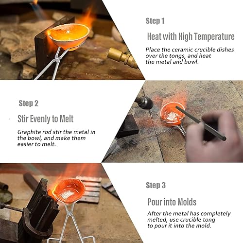 Miniatura 9 de Pinza para crisol de 13.8 pulgadas, pinzas de crisol de acero inoxidable, pinzas de crisol de grado profesional para laboratorio, industria