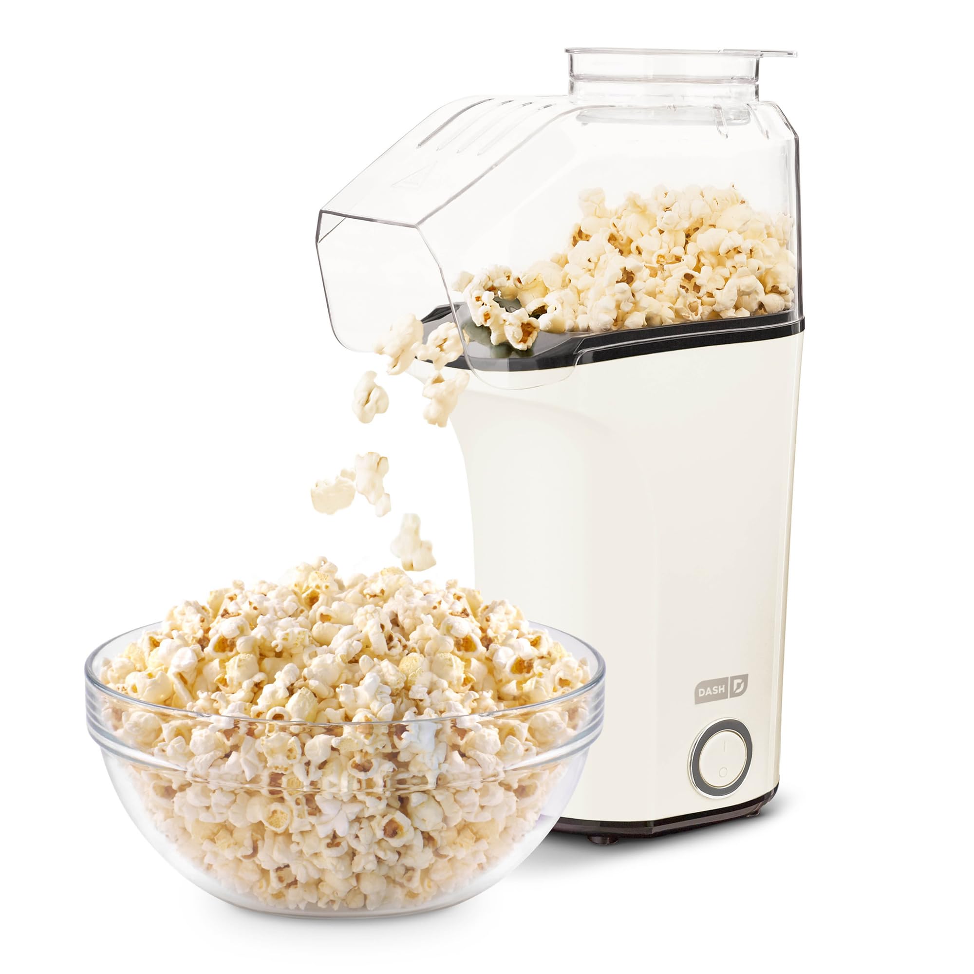 DASH DAPP150V2WH04 Hot Air Popcorn Popper Maker with Measuring Cup to Portion Popping Corn Kernels + Melt Butter, 16, White
